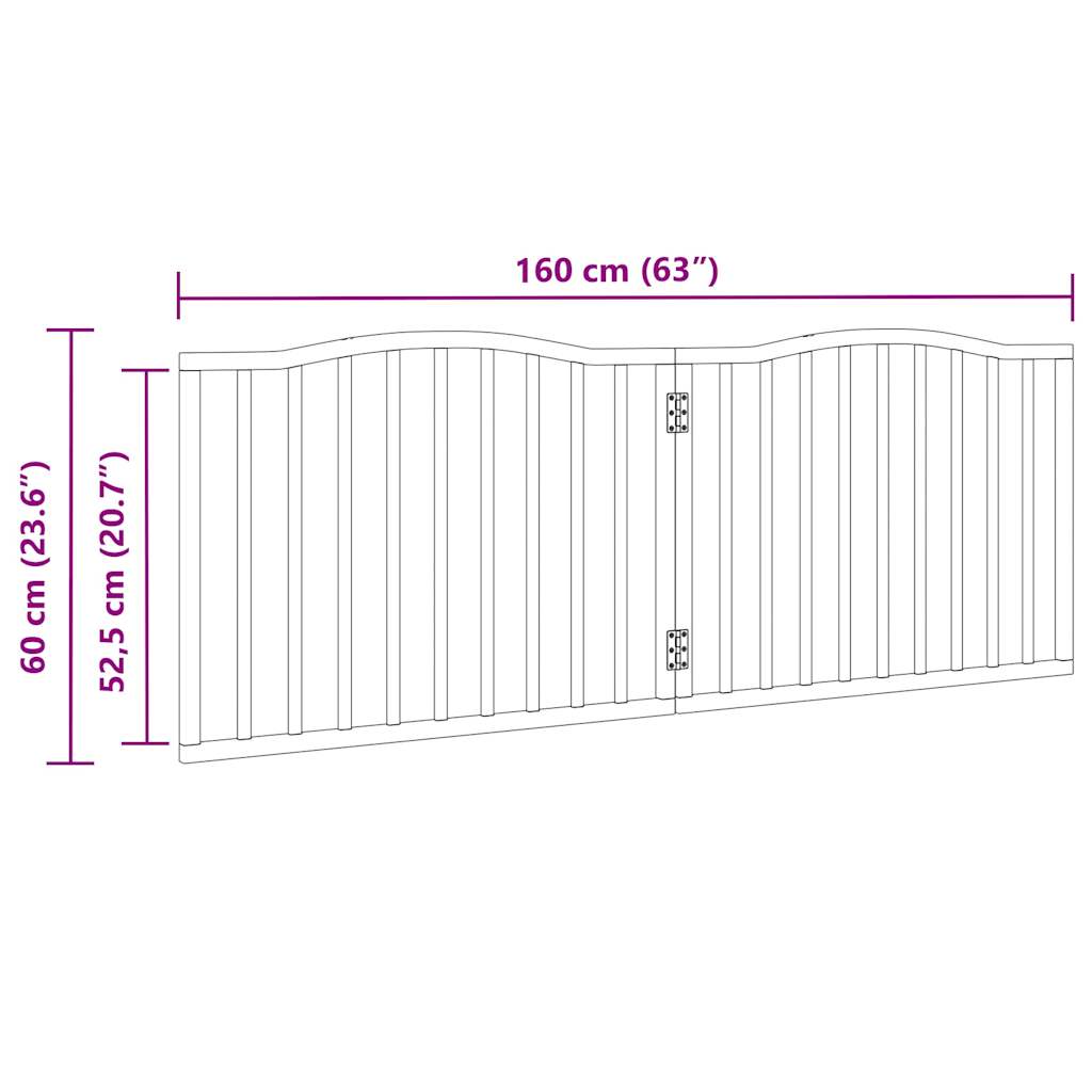 vidaXL Puerta para perros plegable 2 paneles madera de álamo 160 cm