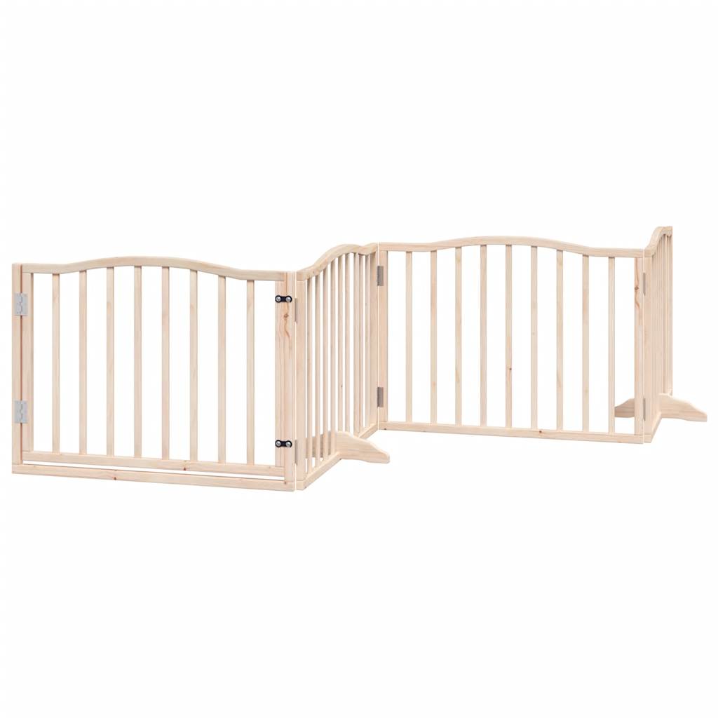 vidaXL Puerta para perros plegable 4 paneles madera de álamo 320 cm