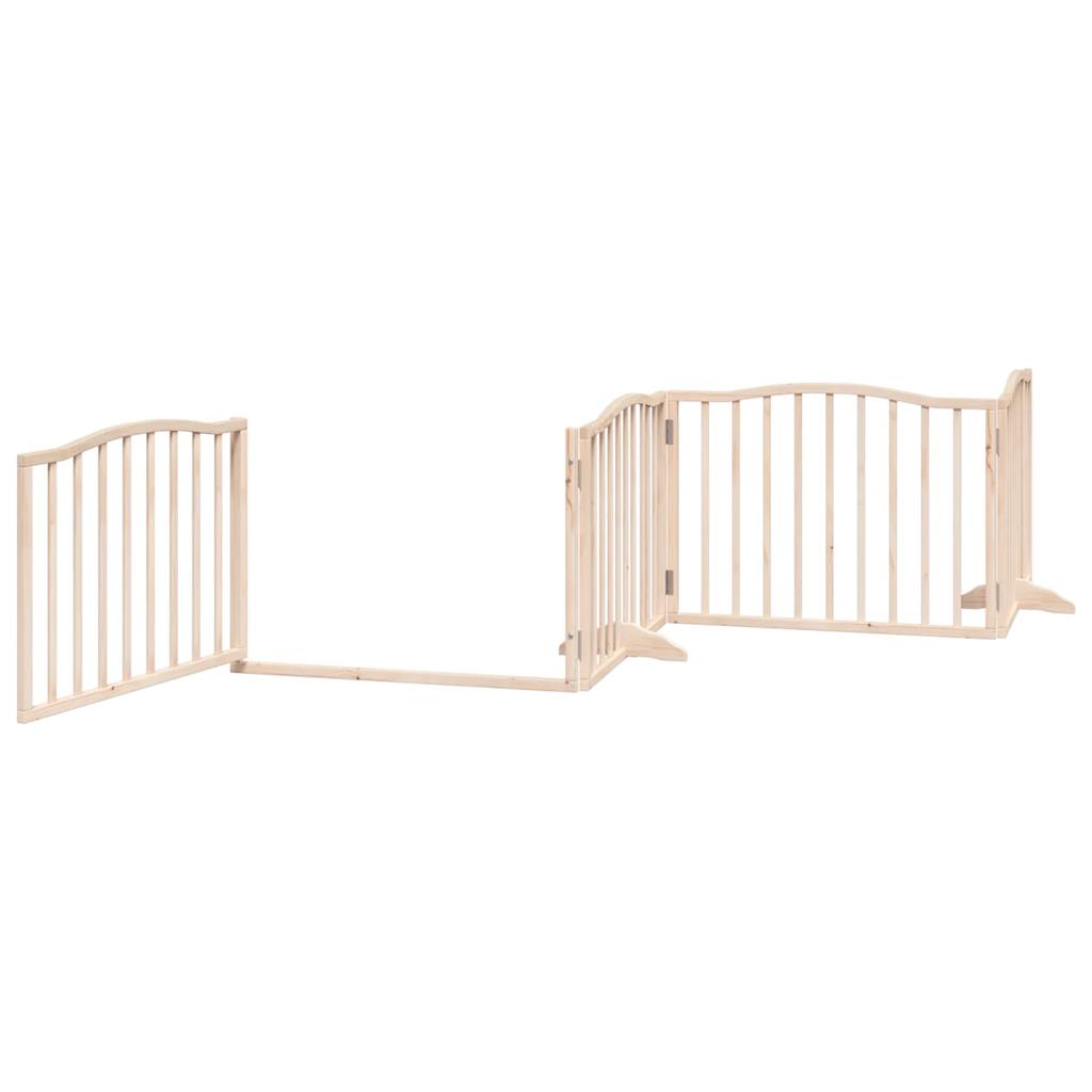 vidaXL Puerta para perros plegable 4 paneles madera de álamo 320 cm