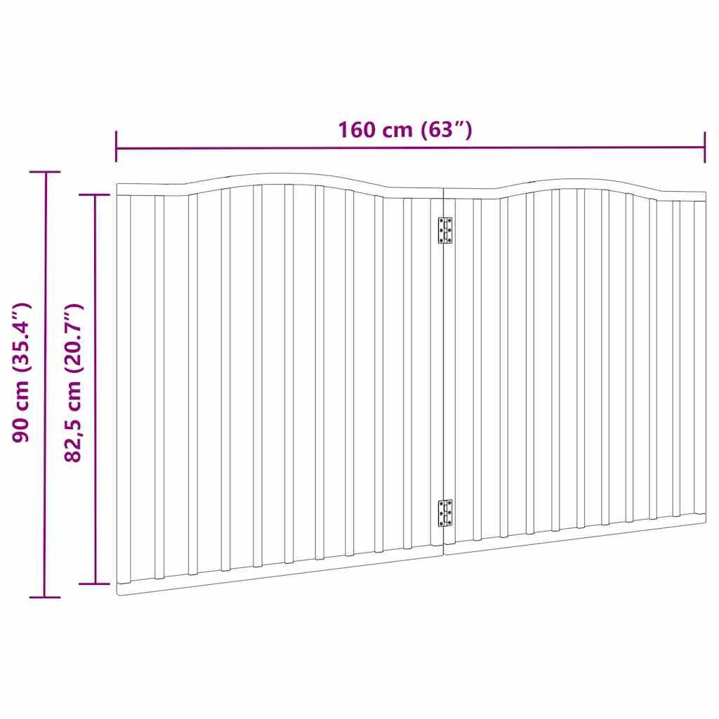 vidaXL Puerta para perros plegable 2 paneles madera de álamo 160 cm