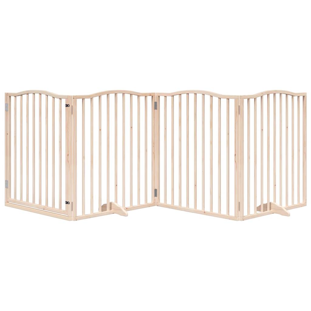 vidaXL Puerta para perros plegable 4 paneles madera de álamo 320 cm