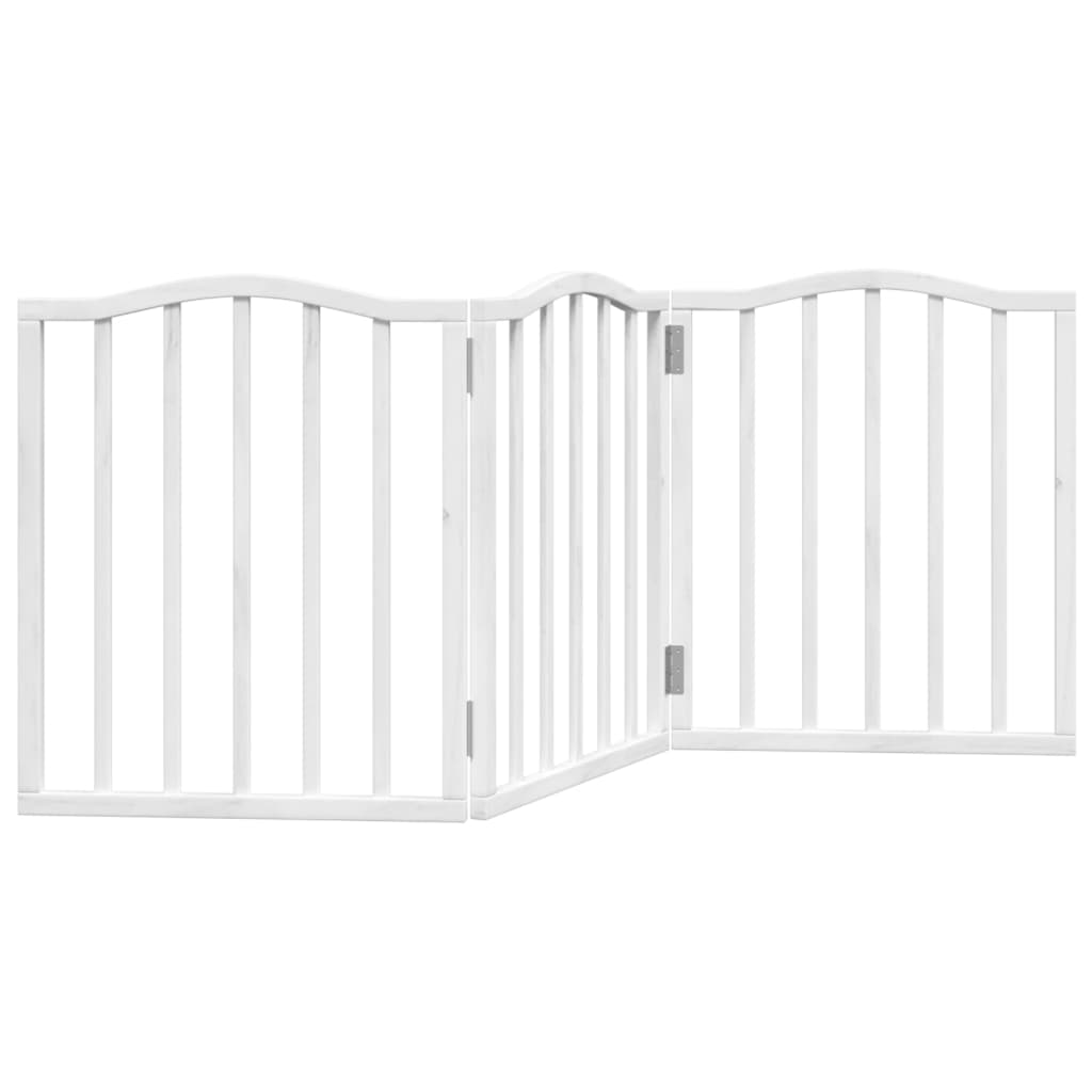 vidaXL Puerta para perros plegable 3 paneles madera álamo blanca 150cm