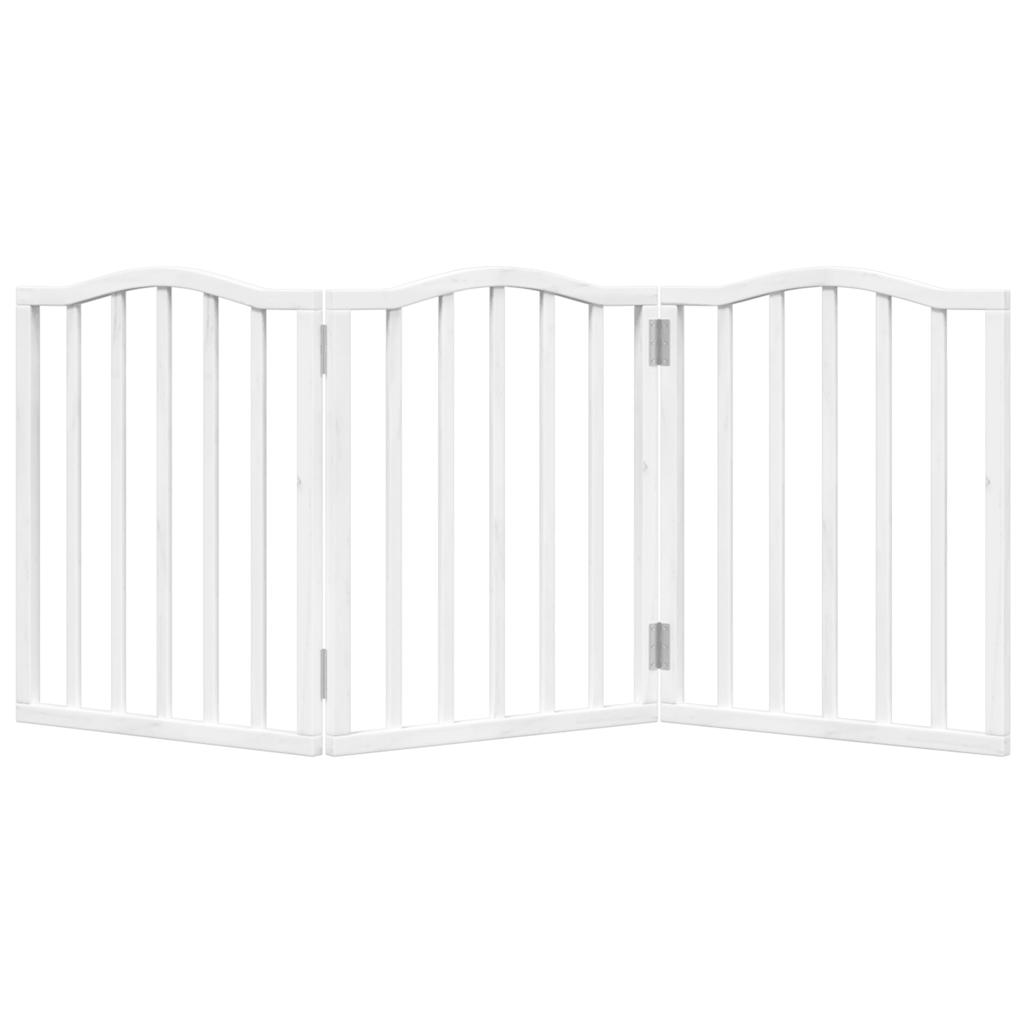 vidaXL Puerta para perros plegable 3 paneles madera álamo blanca 150cm