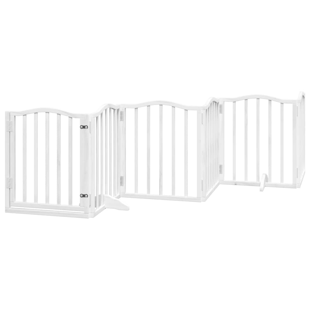 vidaXL Puerta para perros plegable 3 paneles madera álamo blanca 300cm