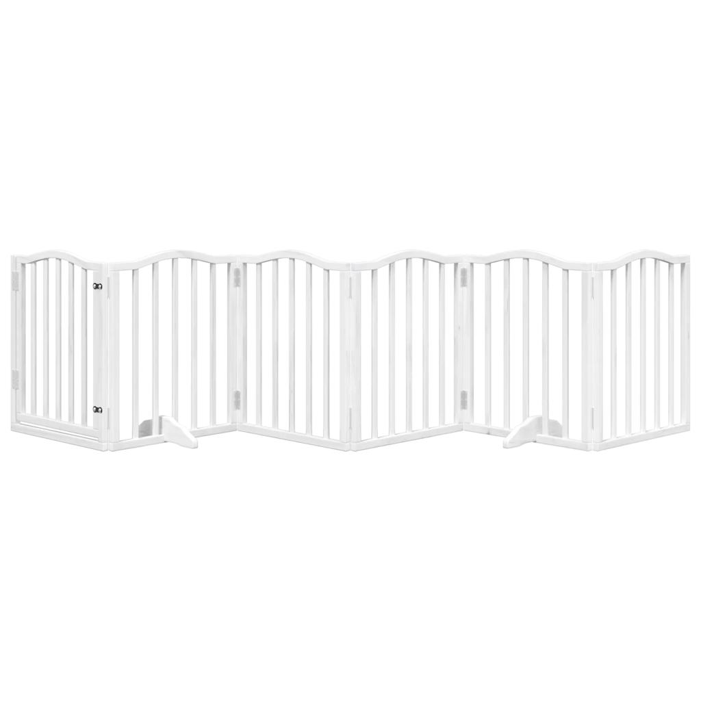 vidaXL Puerta para perros plegable 3 paneles madera álamo blanca 300cm