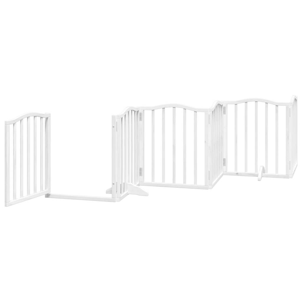 vidaXL Puerta para perros plegable 3 paneles madera álamo blanca 300cm