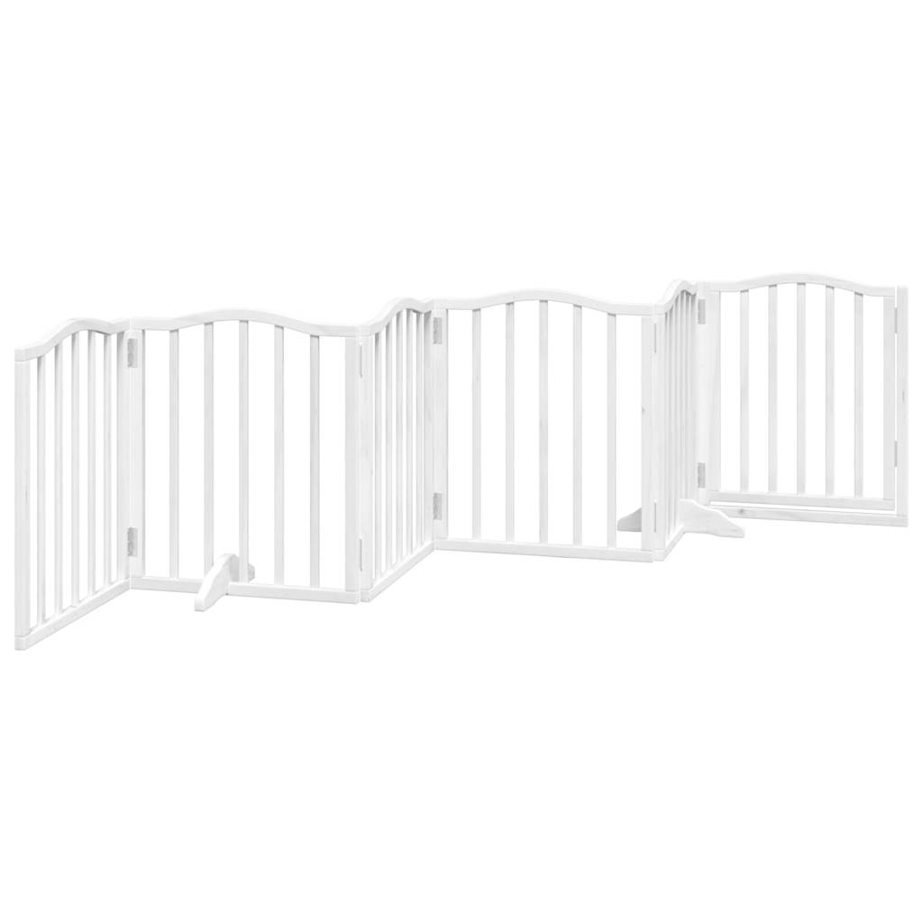 vidaXL Puerta para perros plegable 3 paneles madera álamo blanca 300cm