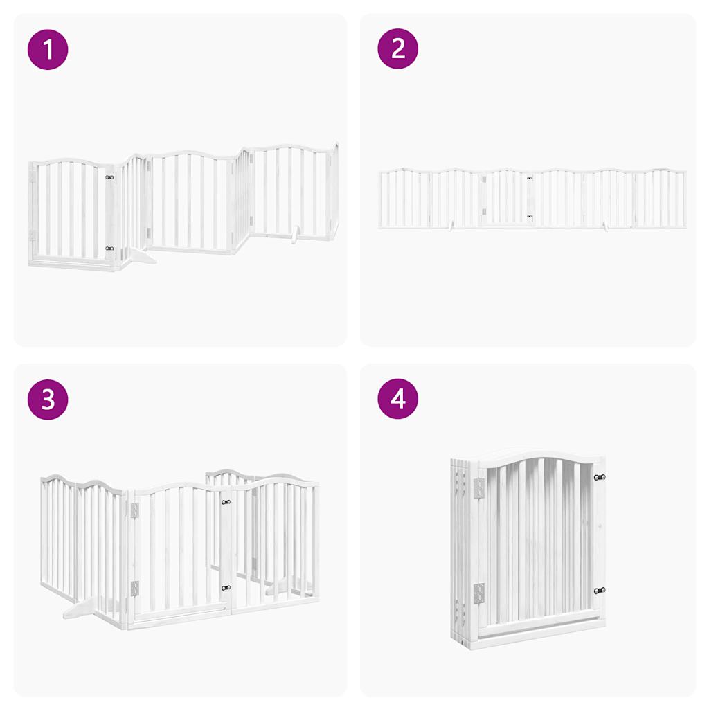 vidaXL Puerta para perros plegable 3 paneles madera álamo blanca 300cm