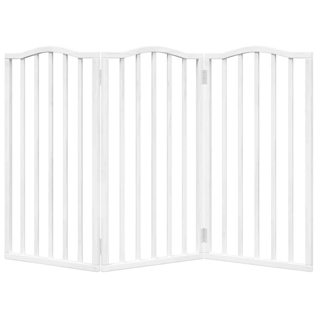 vidaXL Puerta para perros plegable 3 paneles madera álamo blanca 150cm