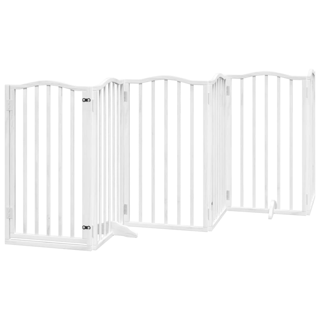 vidaXL Puerta para perros plegable 3 paneles madera álamo blanca 300cm