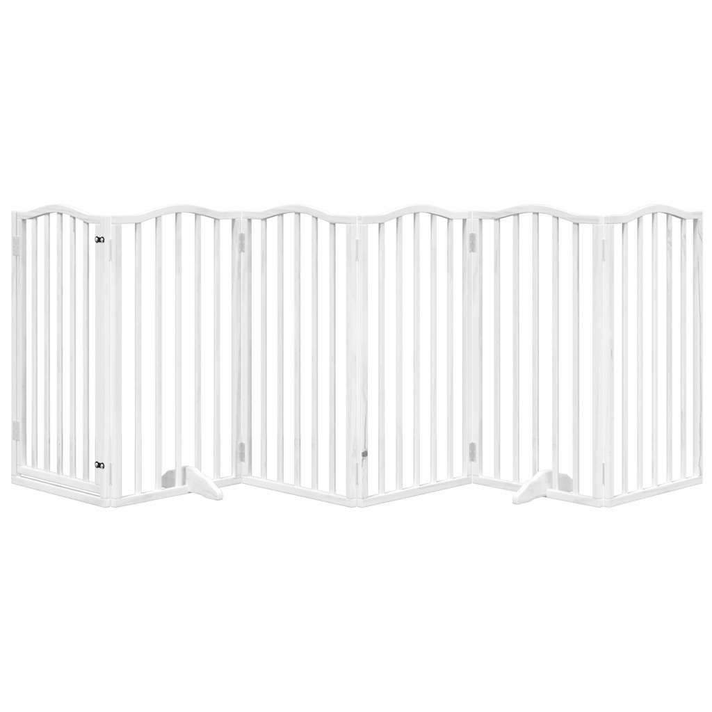 vidaXL Puerta para perros plegable 3 paneles madera álamo blanca 300cm