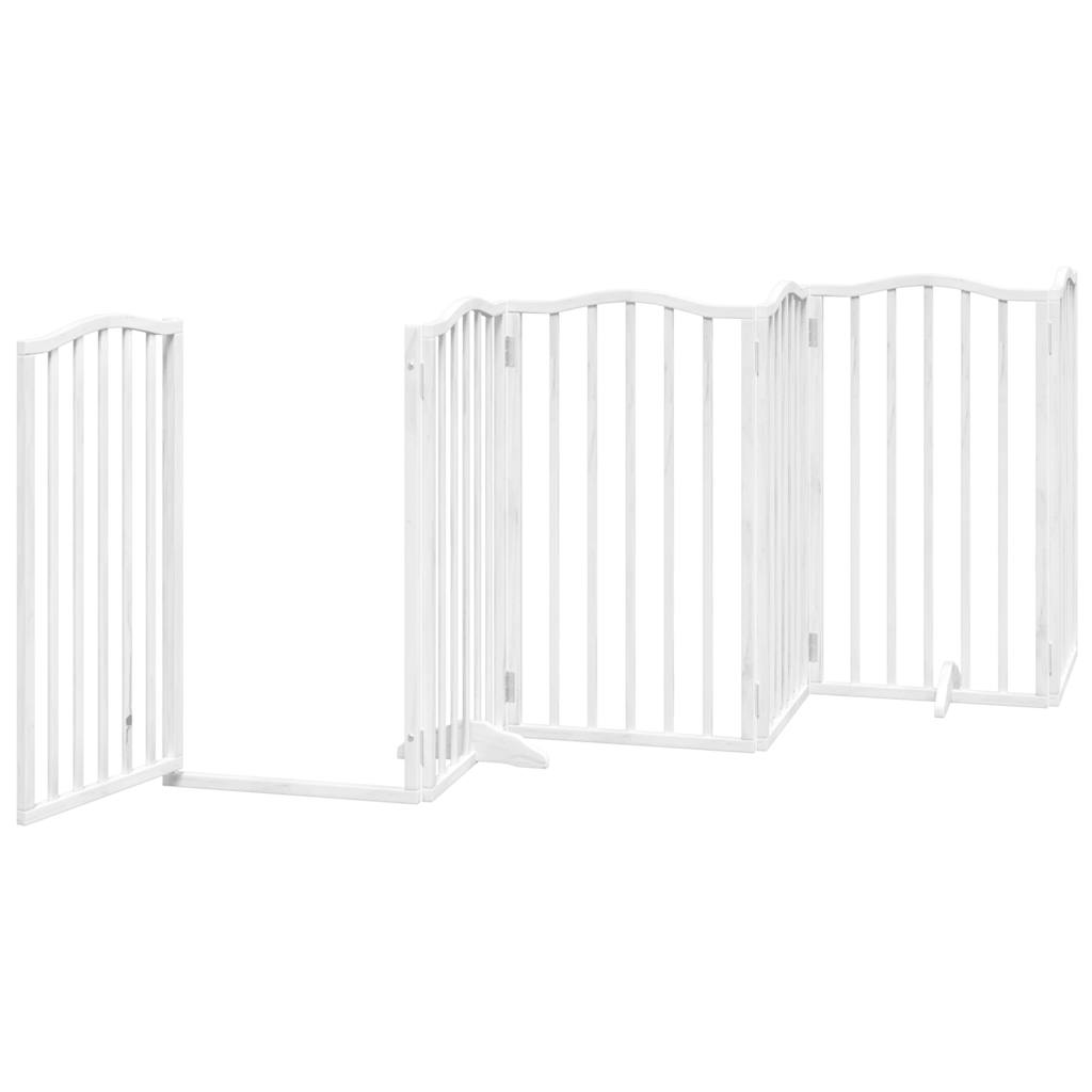 vidaXL Puerta para perros plegable 3 paneles madera álamo blanca 300cm