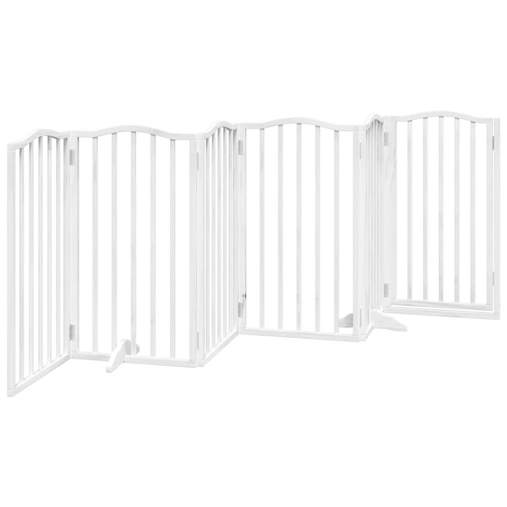 vidaXL Puerta para perros plegable 3 paneles madera álamo blanca 300cm