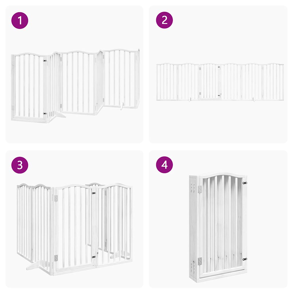 vidaXL Puerta para perros plegable 3 paneles madera álamo blanca 300cm