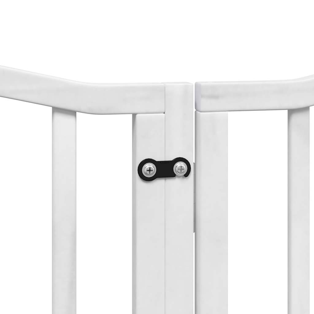 vidaXL Puerta para perros plegable 3 paneles madera álamo blanca 300cm