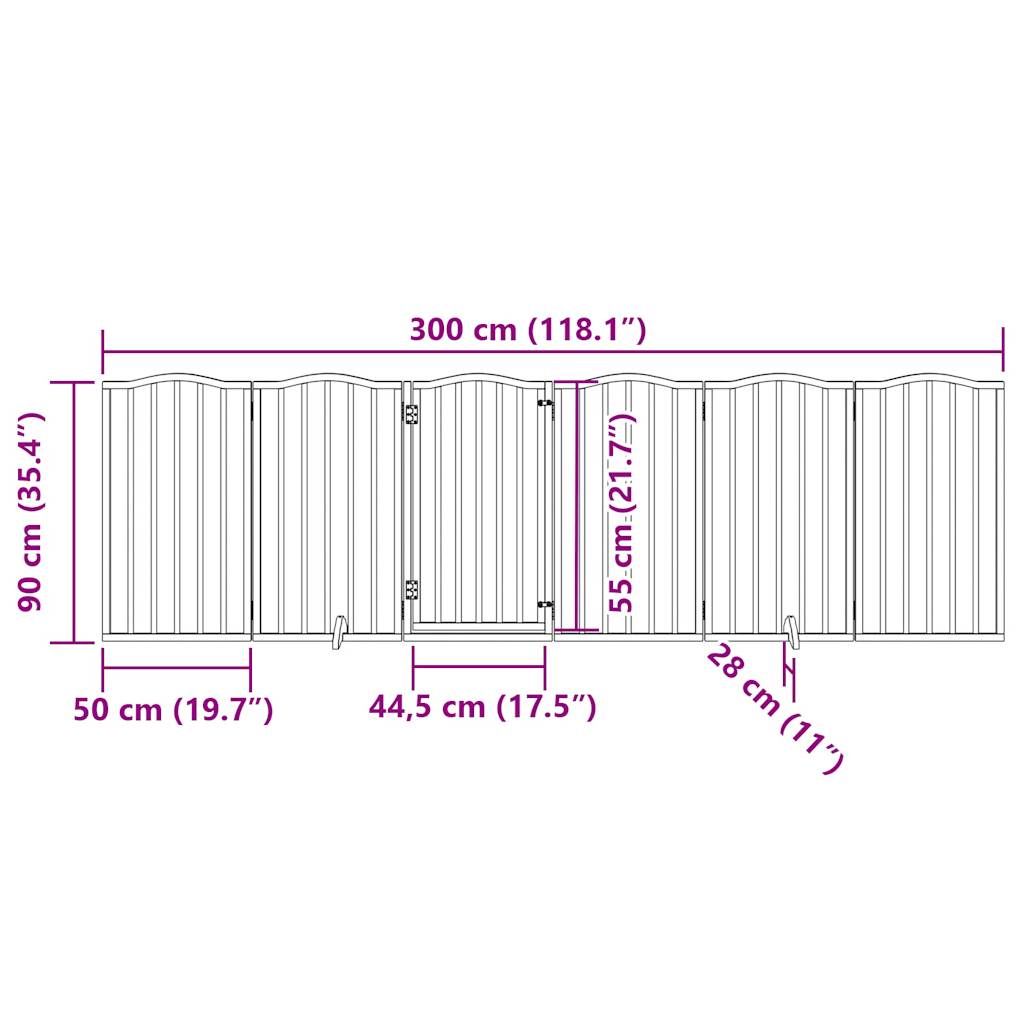 vidaXL Puerta para perros plegable 3 paneles madera álamo blanca 300cm