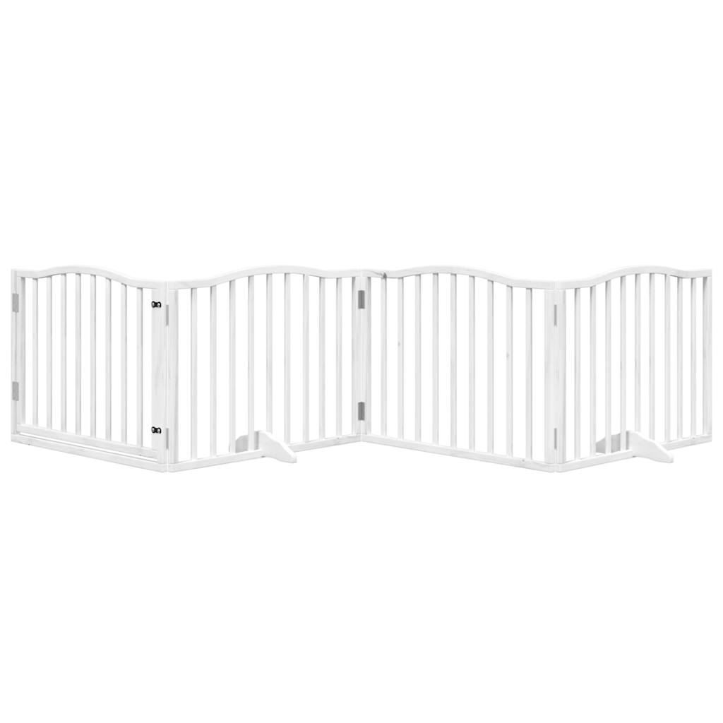 vidaXL Puerta para perros plegable 4 paneles madera álamo blanca 320cm