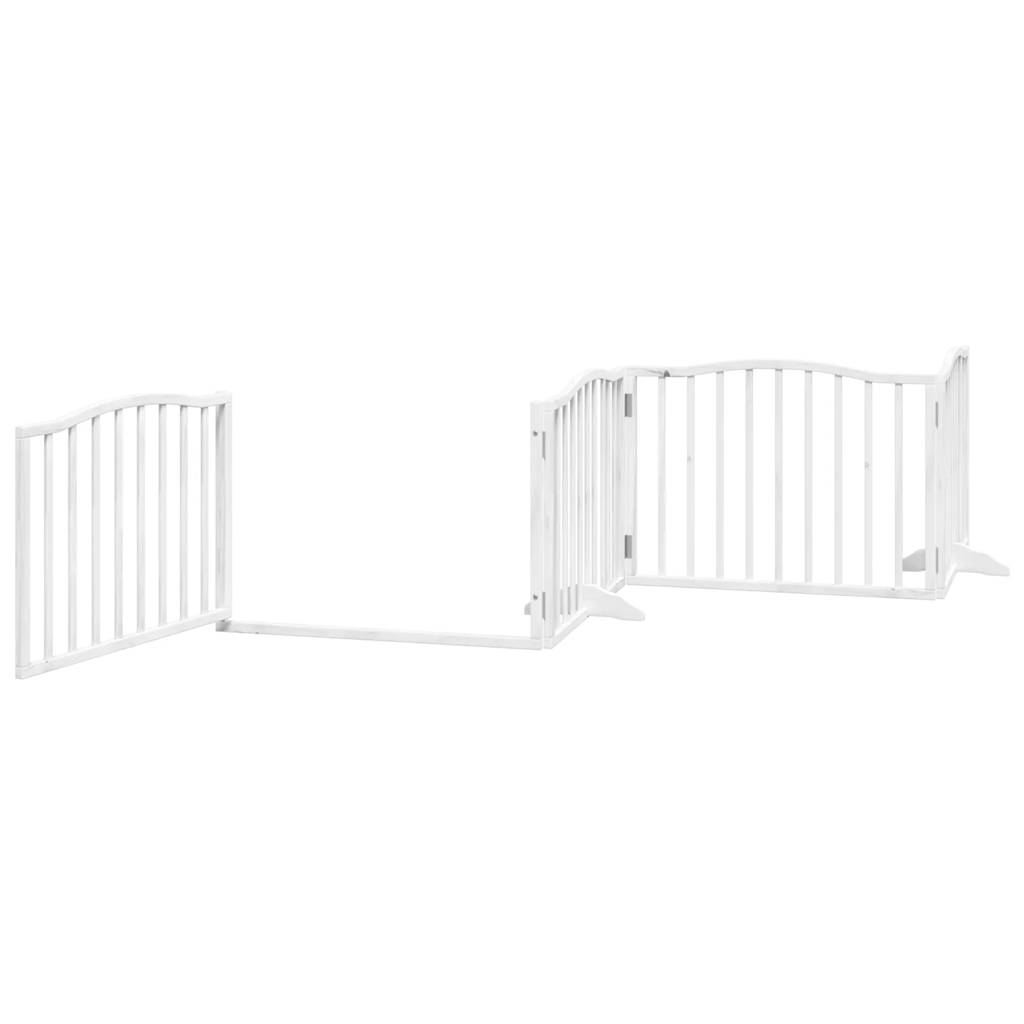 vidaXL Puerta para perros plegable 4 paneles madera álamo blanca 320cm