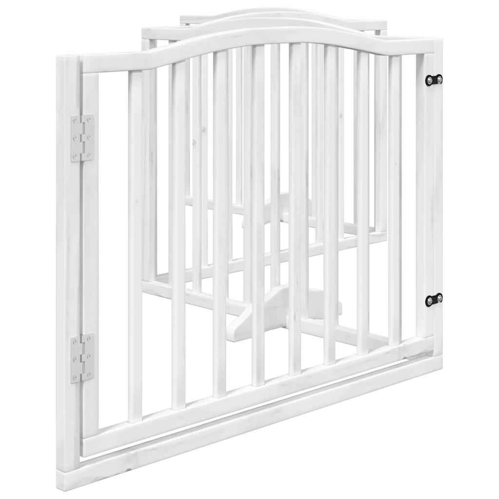 vidaXL Puerta para perros plegable 4 paneles madera álamo blanca 320cm