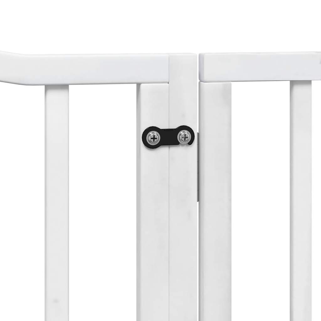 vidaXL Puerta para perros plegable 4 paneles madera álamo blanca 320cm