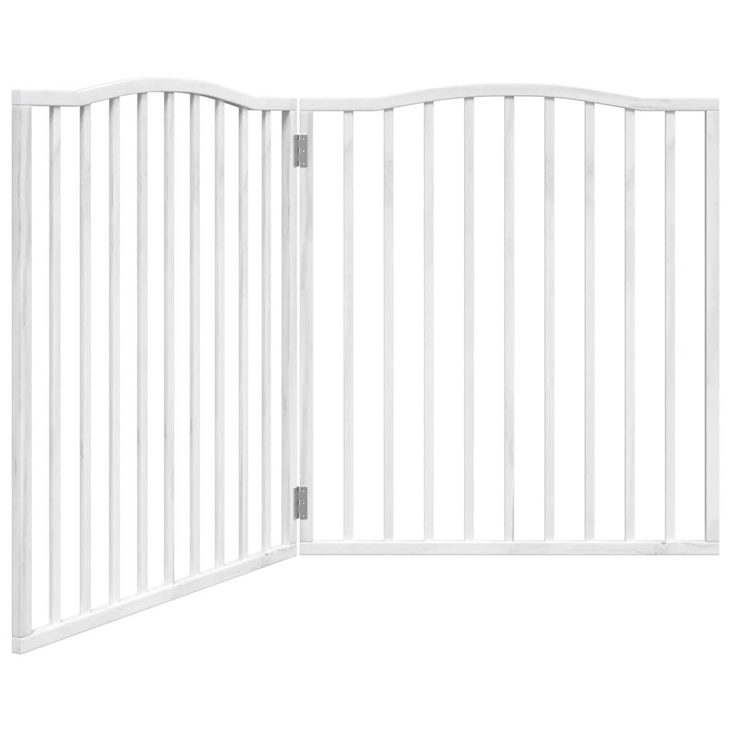 vidaXL Puerta para perros plegable 2 paneles madera álamo blanca 160cm