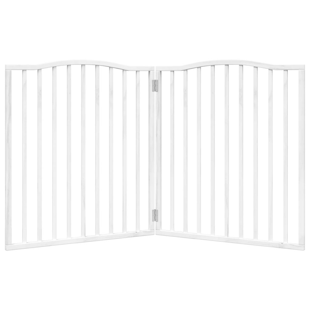 vidaXL Puerta para perros plegable 2 paneles madera álamo blanca 160cm