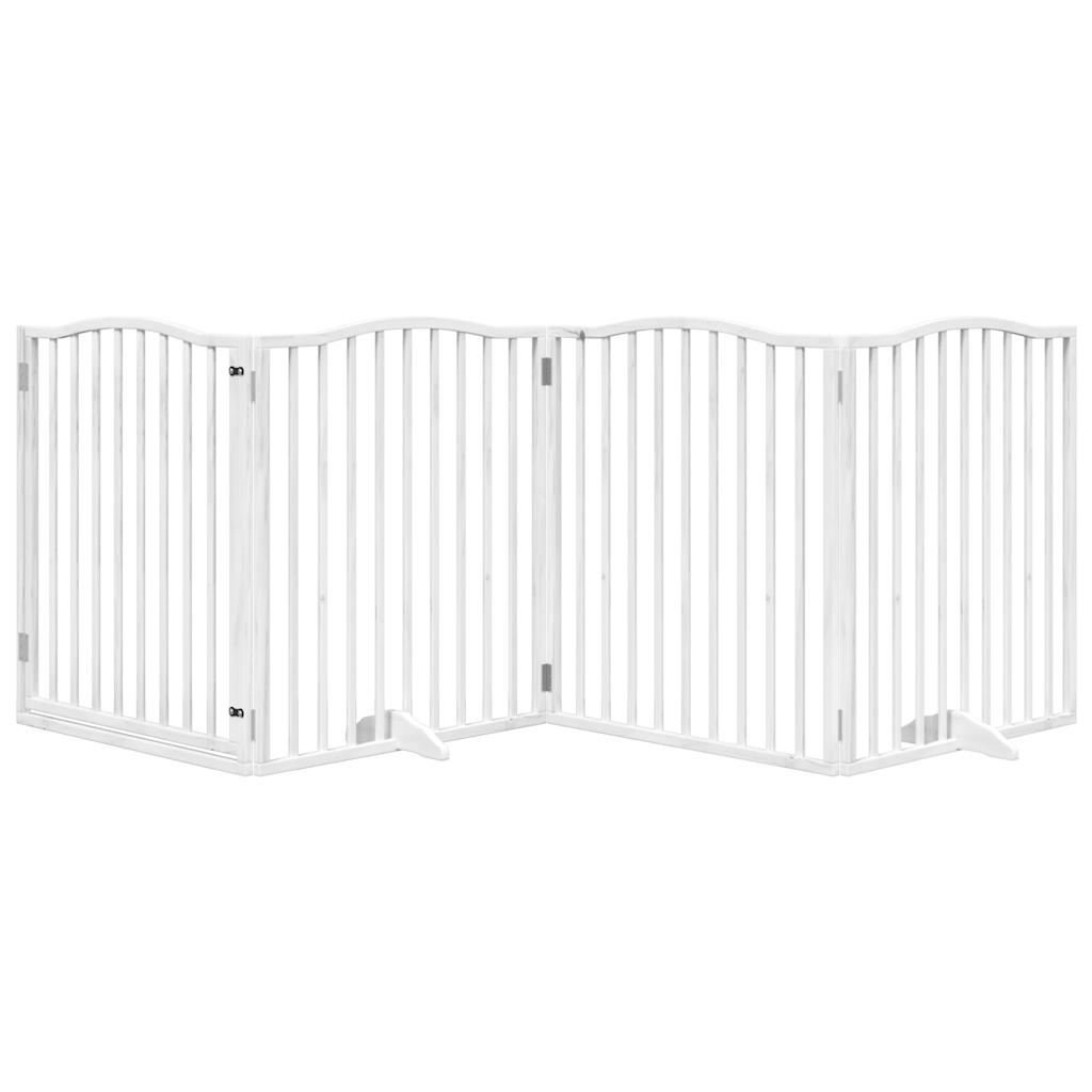 vidaXL Puerta para perros plegable 4 paneles madera álamo blanca 320cm