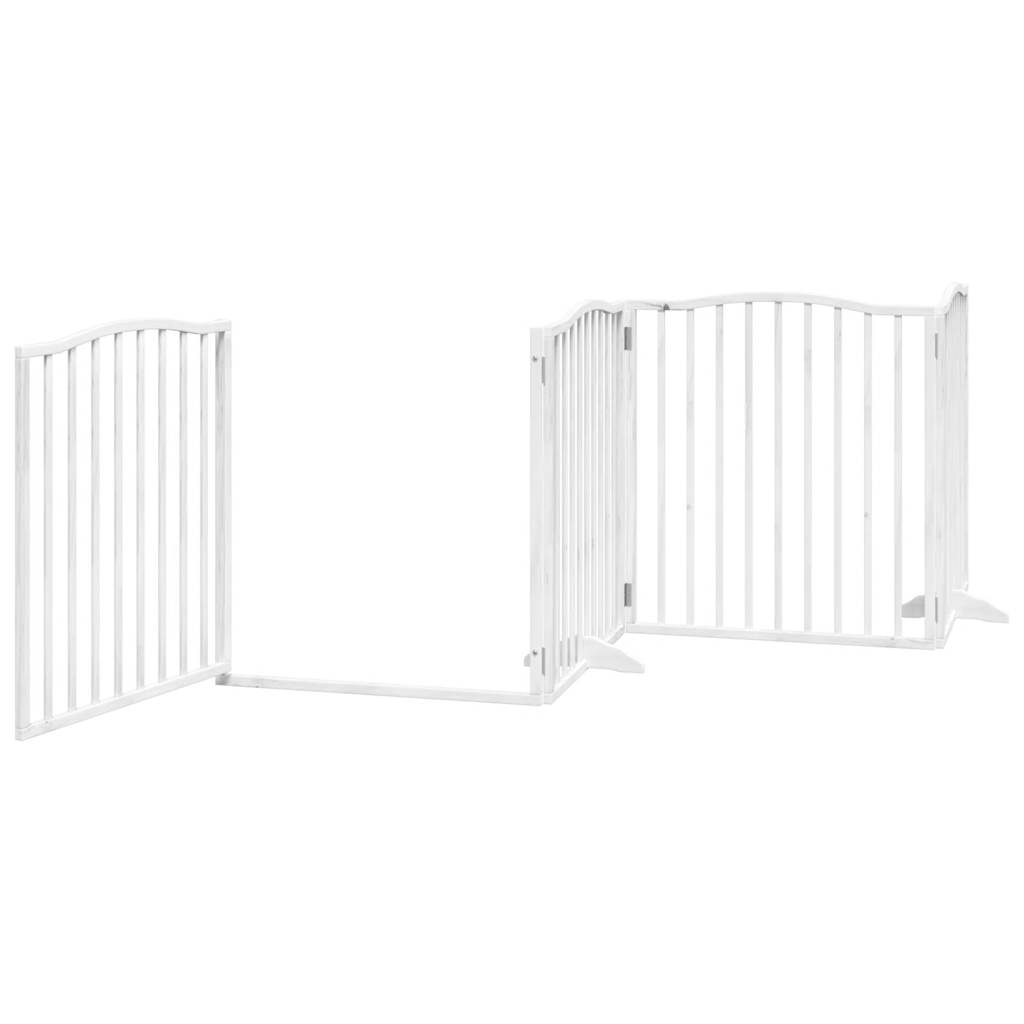 vidaXL Puerta para perros plegable 4 paneles madera álamo blanca 320cm