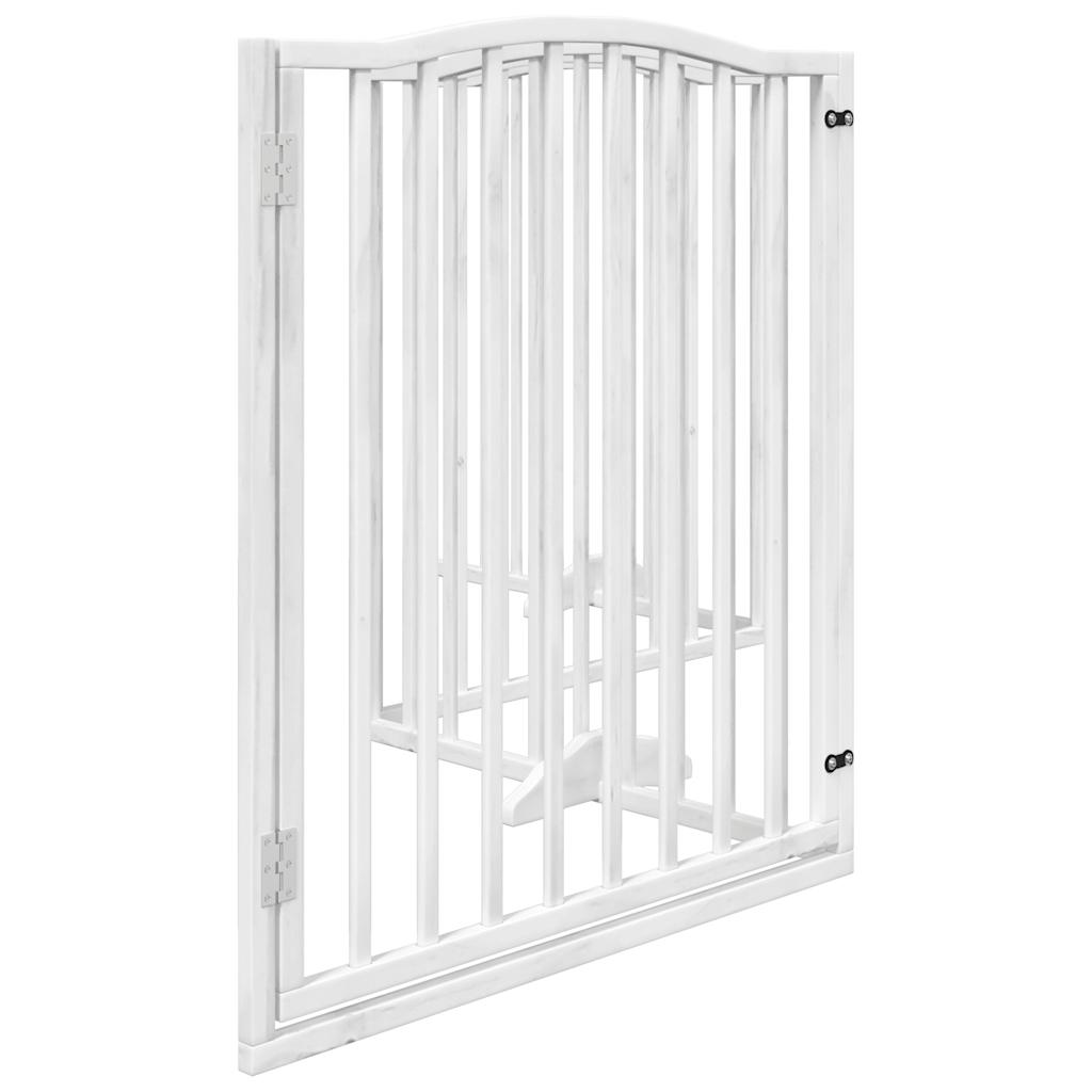 vidaXL Puerta para perros plegable 4 paneles madera álamo blanca 320cm