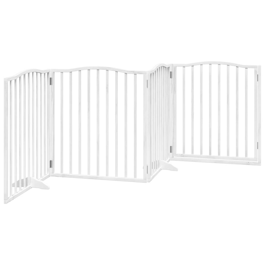 vidaXL Puerta para perros plegable 4 paneles madera álamo blanca 320cm