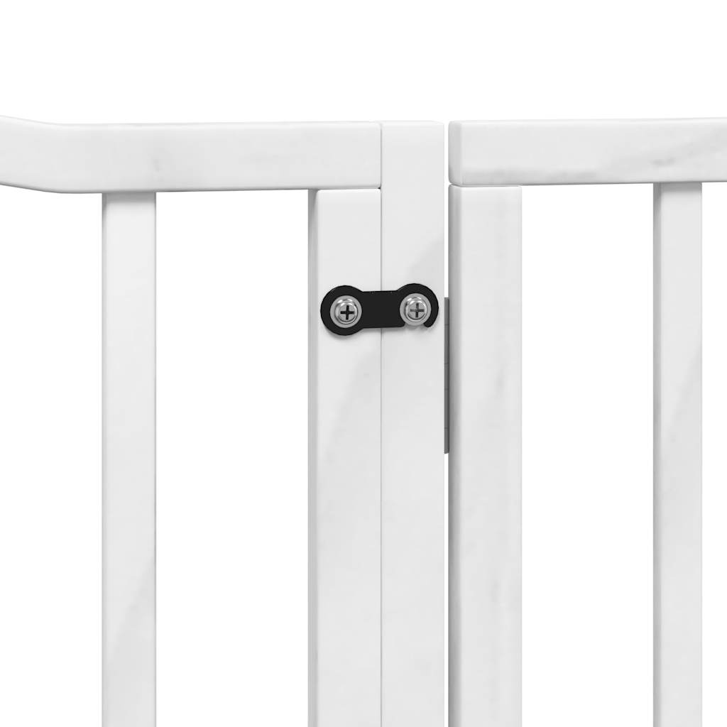 vidaXL Puerta para perros plegable 4 paneles madera álamo blanca 320cm