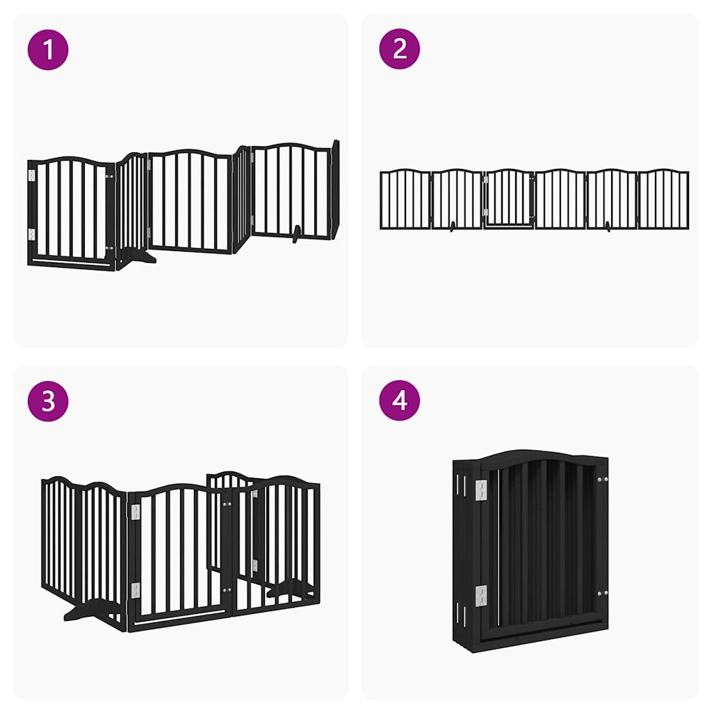 vidaXL Puerta para perros plegable 6 paneles madera álamo negra 300 cm