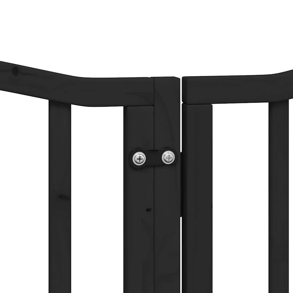 vidaXL Puerta para perros plegable 6 paneles madera álamo negra 300 cm