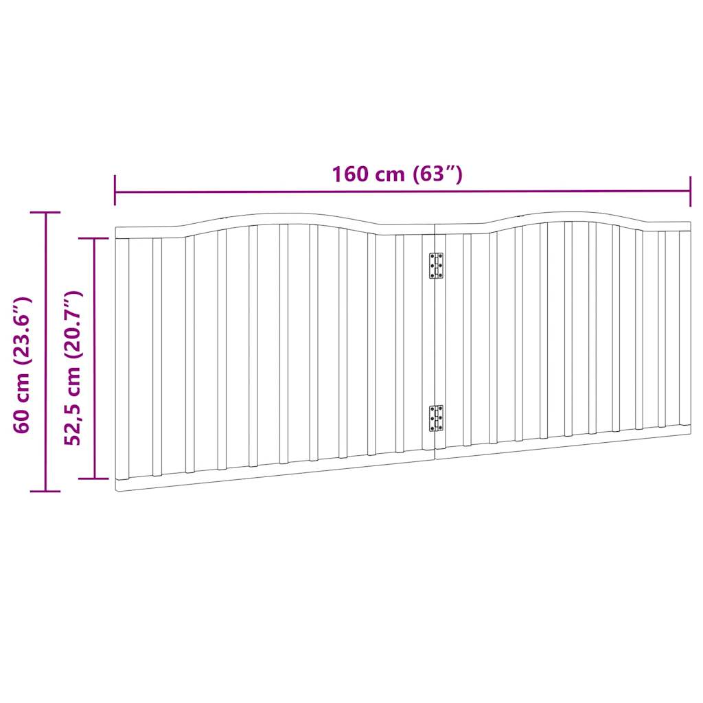 vidaXL Puerta para perros plegable 2 paneles madera álamo negra 160 cm