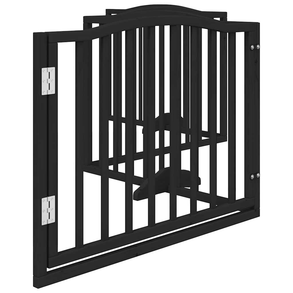 vidaXL Puerta para perros plegable 4 paneles madera álamo negra 320 cm