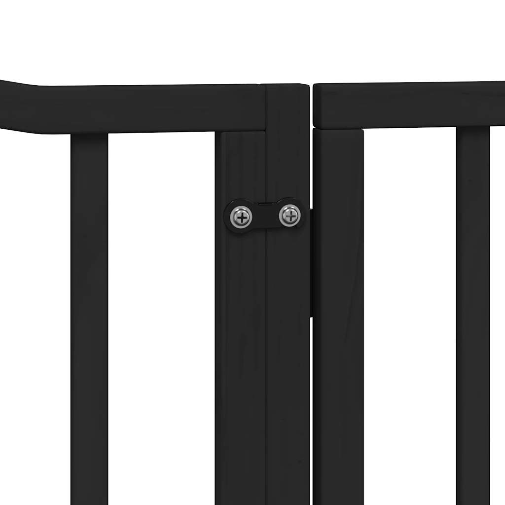 vidaXL Puerta para perros plegable 4 paneles madera álamo negra 320 cm