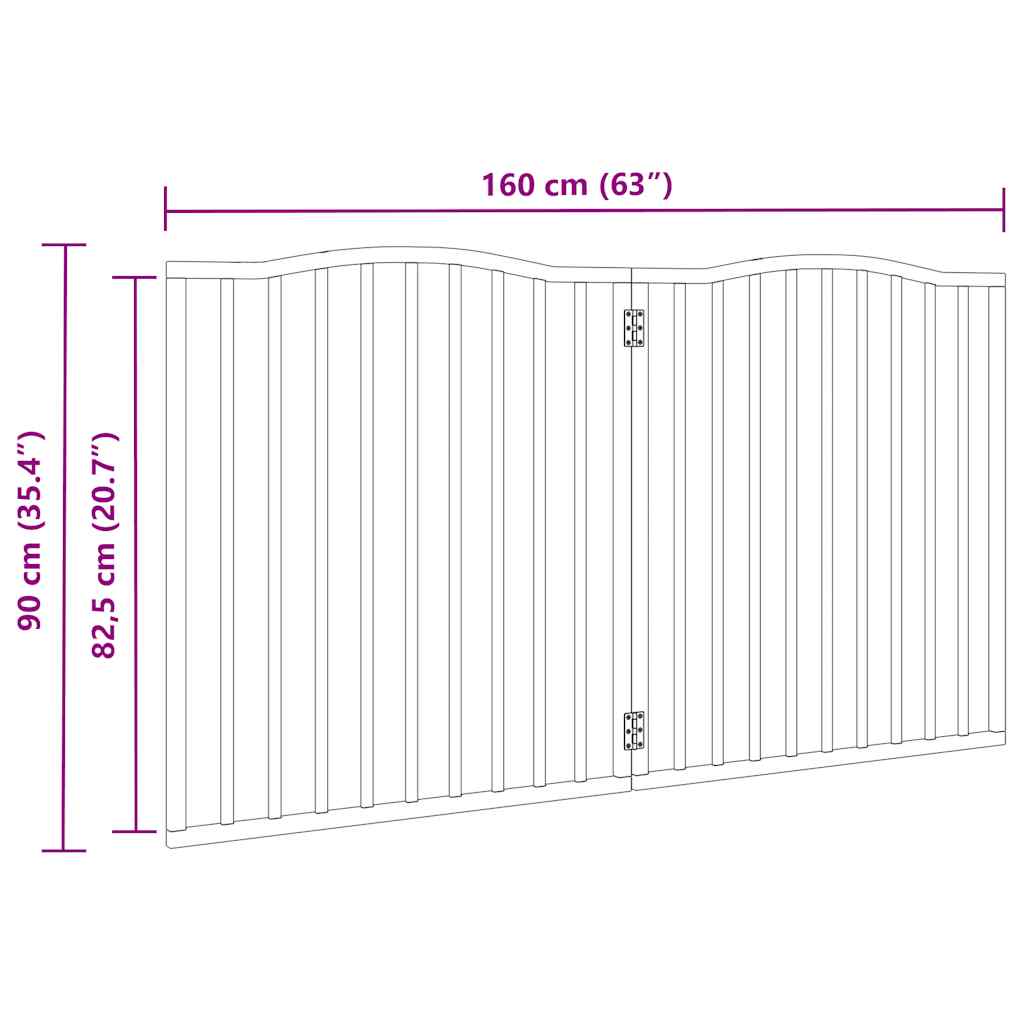 vidaXL Puerta para perros plegable 2 paneles madera álamo negra 160 cm