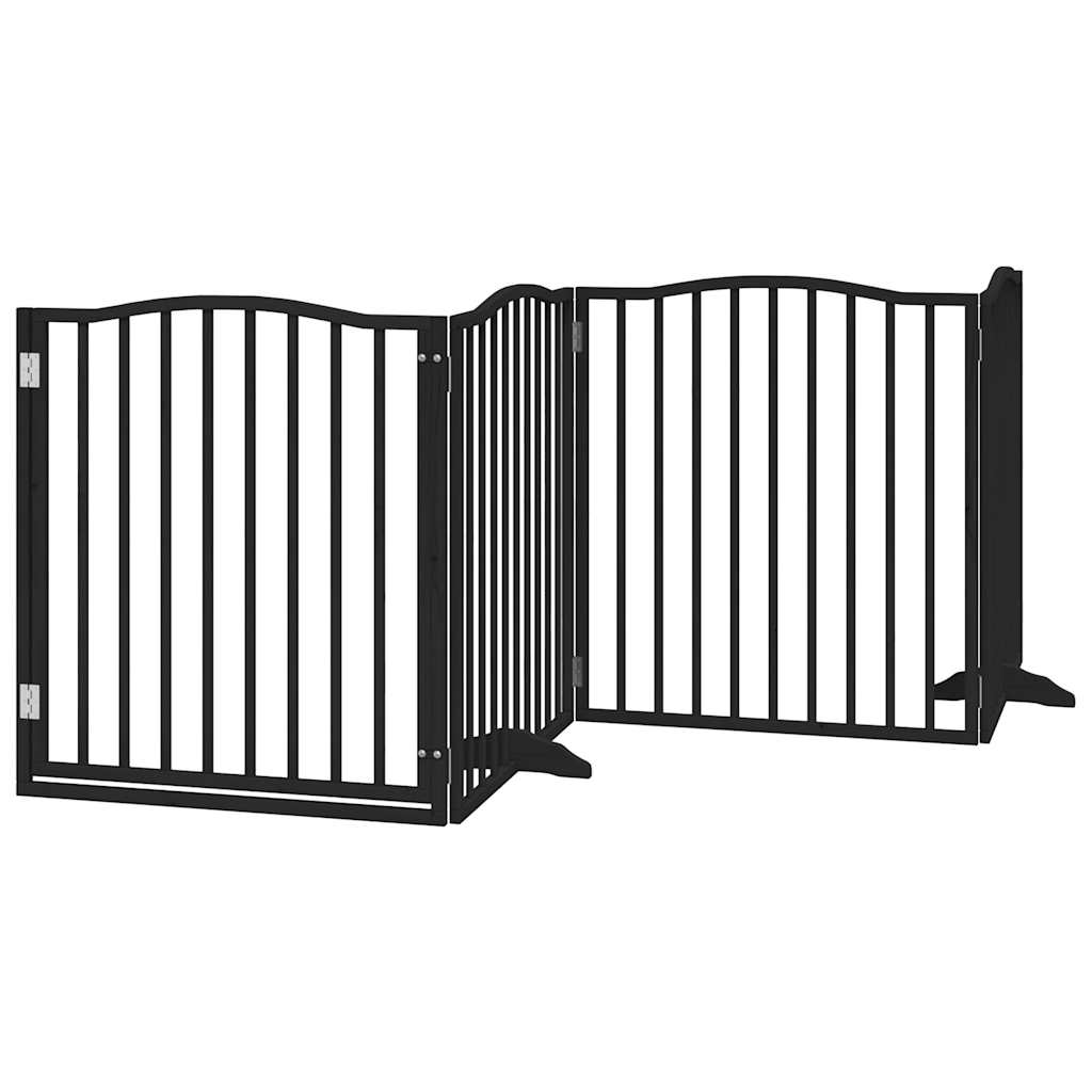 vidaXL Puerta para perros plegable 4 paneles madera álamo negra 320 cm