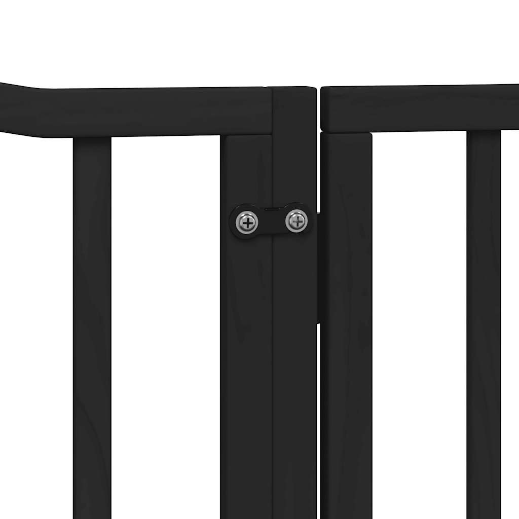 vidaXL Puerta para perros plegable 4 paneles madera álamo negra 320 cm