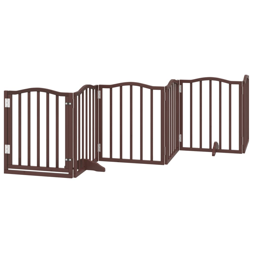 vidaXL Puerta para perros plegable 6 paneles álamo marrón roble 300 cm