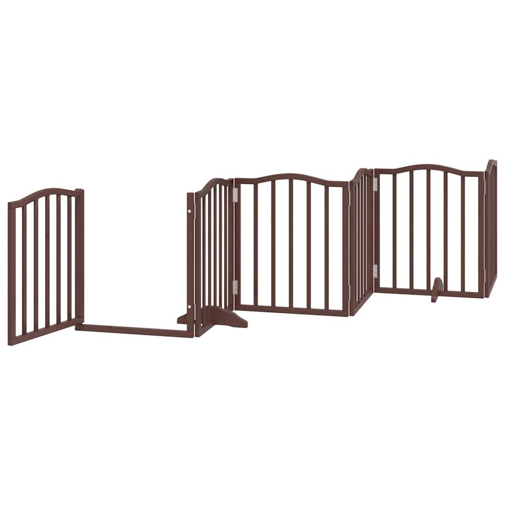 vidaXL Puerta para perros plegable 6 paneles álamo marrón roble 300 cm