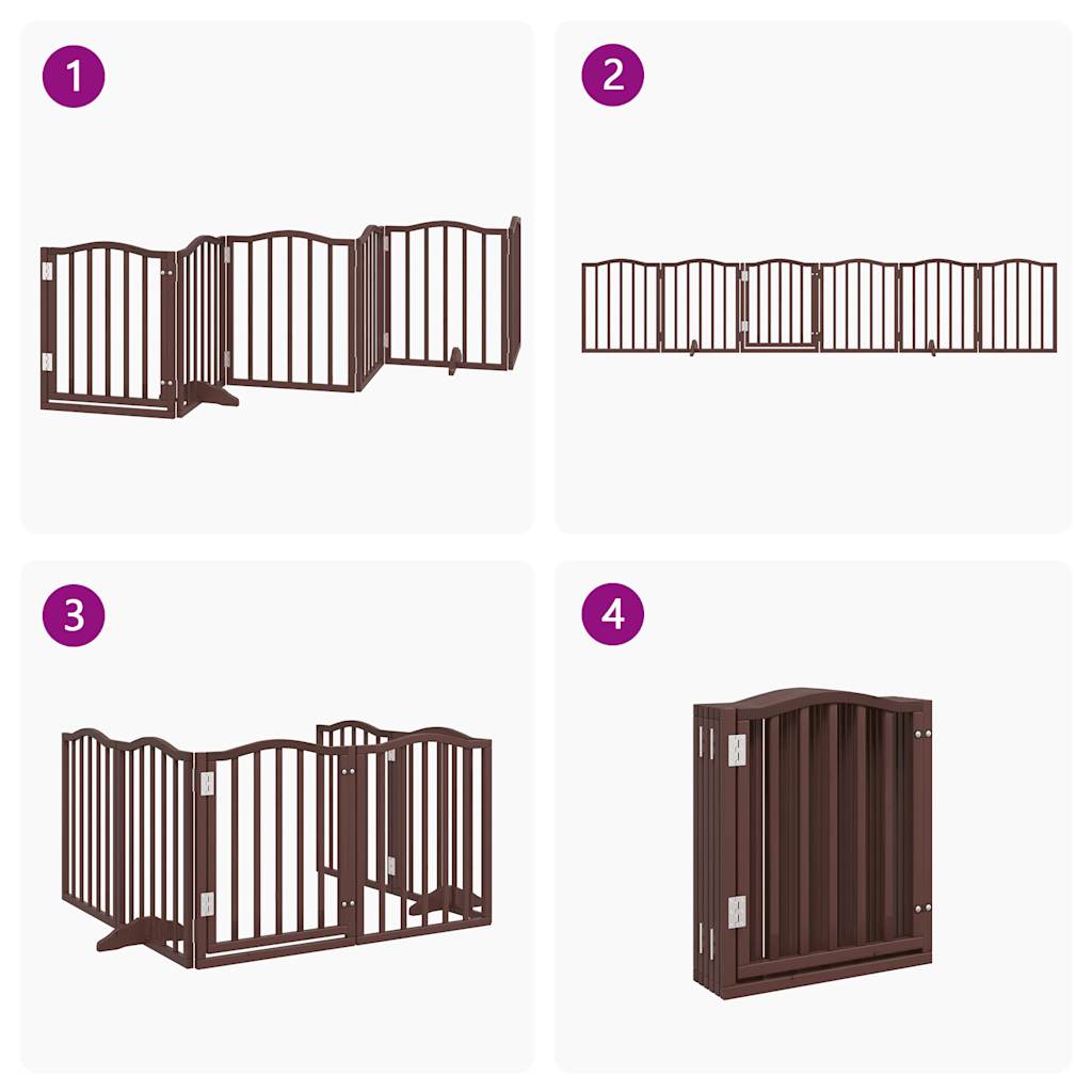 vidaXL Puerta para perros plegable 6 paneles álamo marrón roble 300 cm