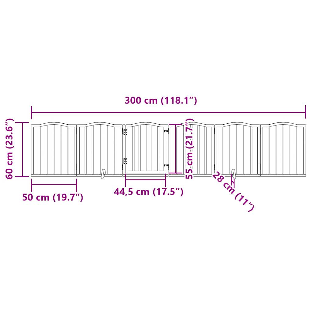 vidaXL Puerta para perros plegable 6 paneles álamo marrón roble 300 cm