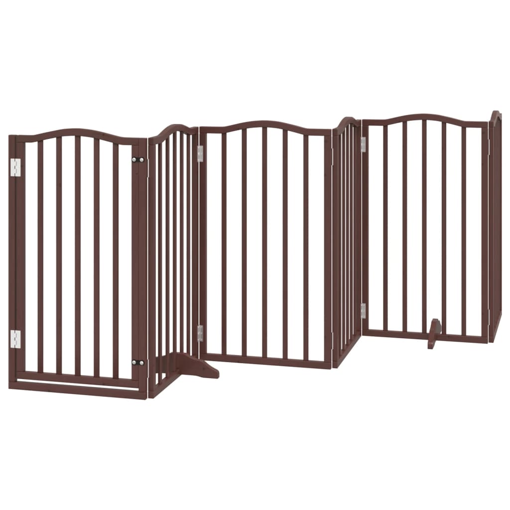 vidaXL Puerta para perros plegable 6 paneles álamo marrón roble 300 cm