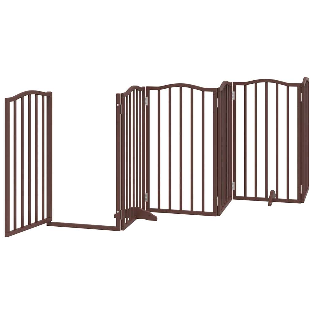 vidaXL Puerta para perros plegable 6 paneles álamo marrón roble 300 cm