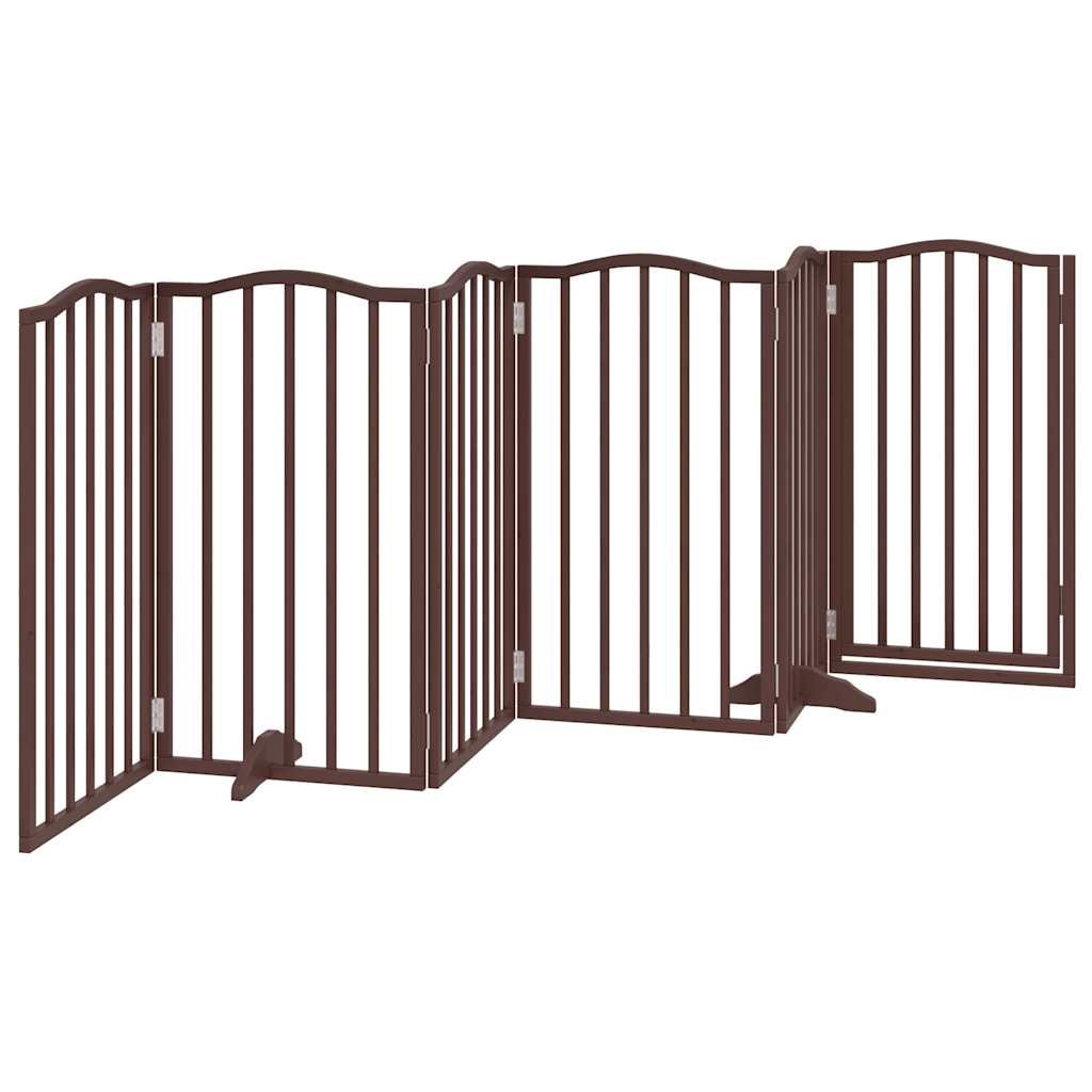 vidaXL Puerta para perros plegable 6 paneles álamo marrón roble 300 cm