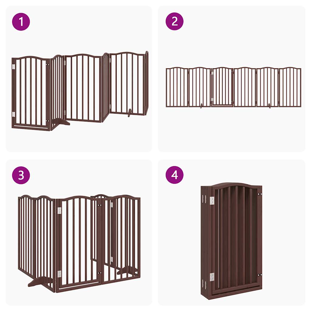 vidaXL Puerta para perros plegable 6 paneles álamo marrón roble 300 cm