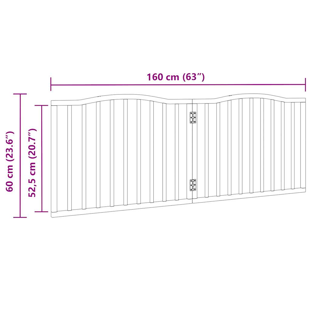 vidaXL Puerta para perros plegable 2 paneles álamo marrón roble 160 cm