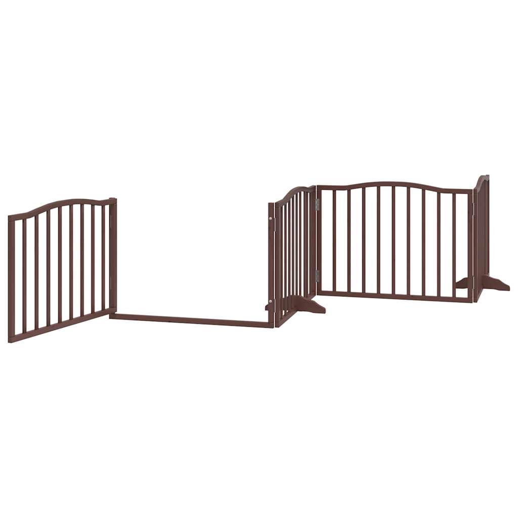 vidaXL Puerta para perros plegable 4 paneles álamo marrón roble 320 cm