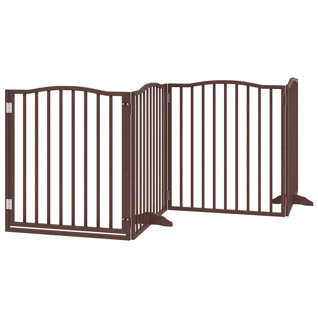 vidaXL Puerta para perros plegable 4 paneles álamo marrón roble 320 cm